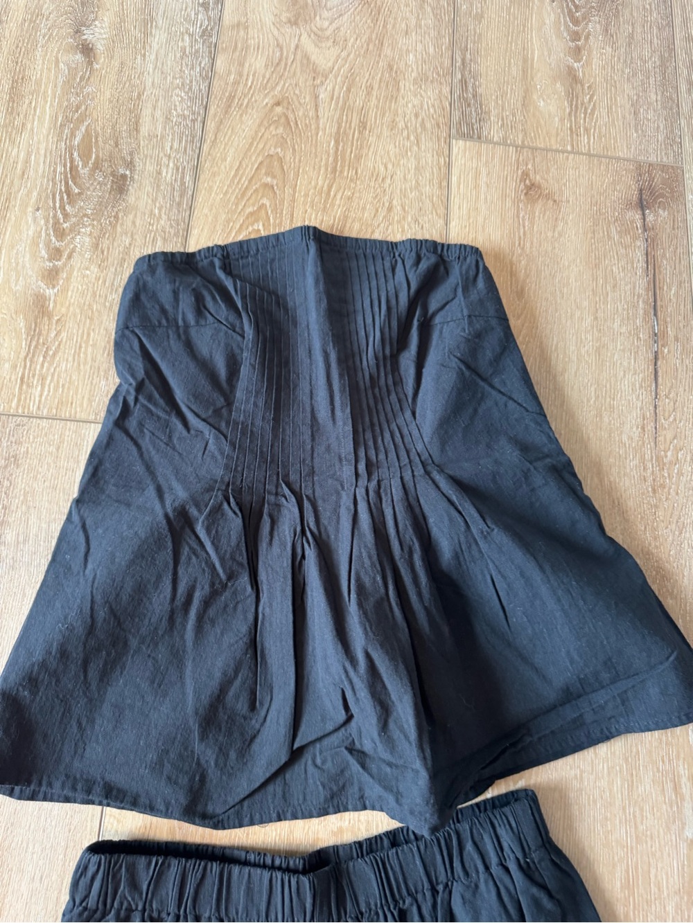 Black Strapless Smocked Wide-Leg Two-Piece Jumpsuit Size Small - Picture 5 of 8